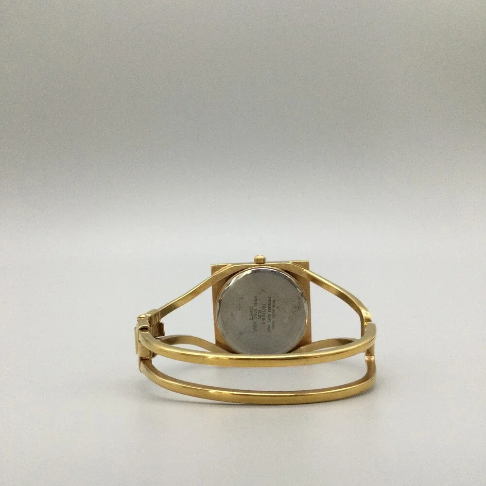 Anne Klein II Womens Watch 30mm Square Dial Gold Tone Bangle New Battery 6.75
